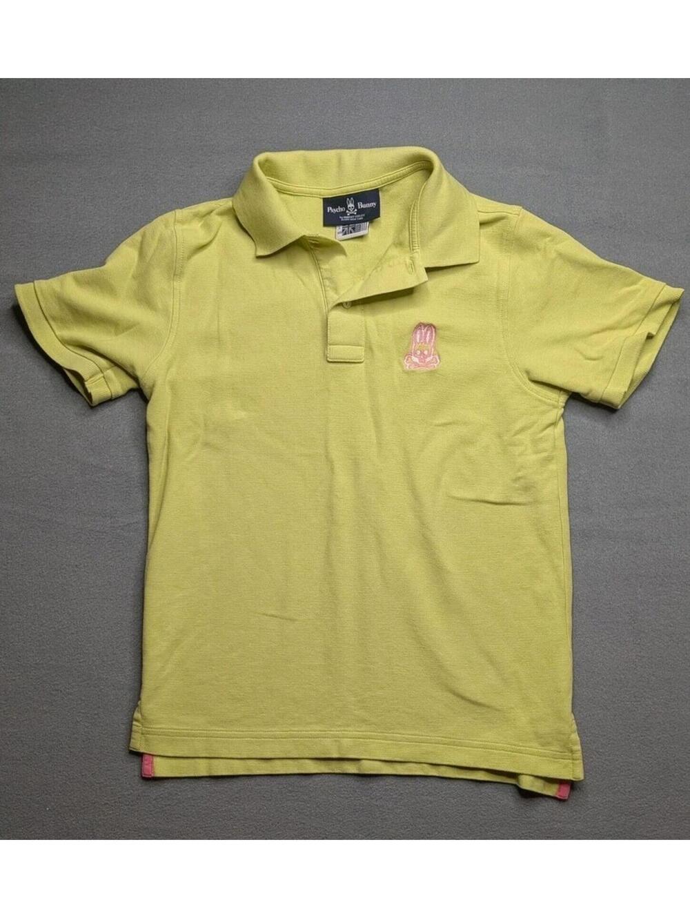 Psycho Bunny Polo Shirt Teen L 14/16 Green Short Sleeve Pima Cotton Skull Logo